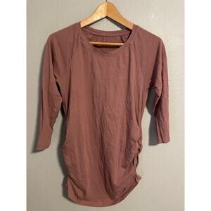 Pact Tunic Womens Medium Pink Mauve 3/4 Sleeve Organic Cotton Stretch Ruched
